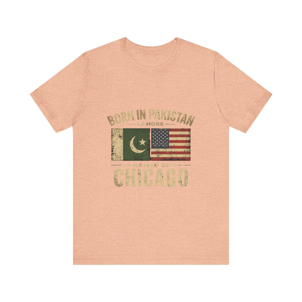 Born in Pakistan Raised in Chicago T-Shirt | Pakistan USA Flag Tee