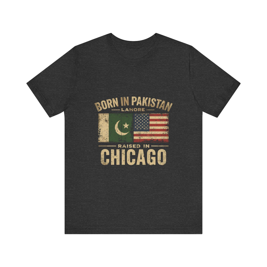 Born in Pakistan Raised in Chicago T-Shirt | Pakistan USA Flag Tee