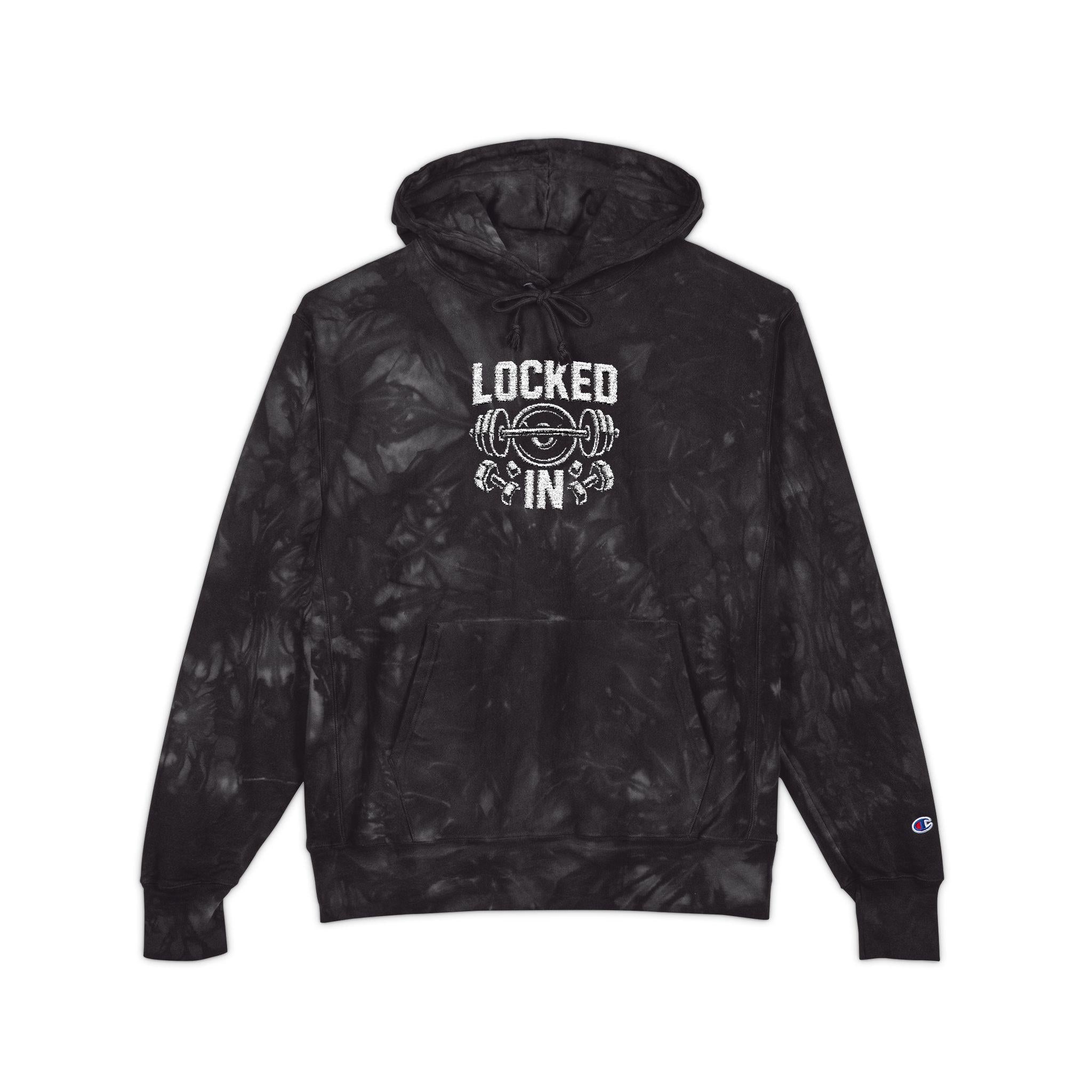 LOCKED IN - Hoodie | Tie-dye black grey