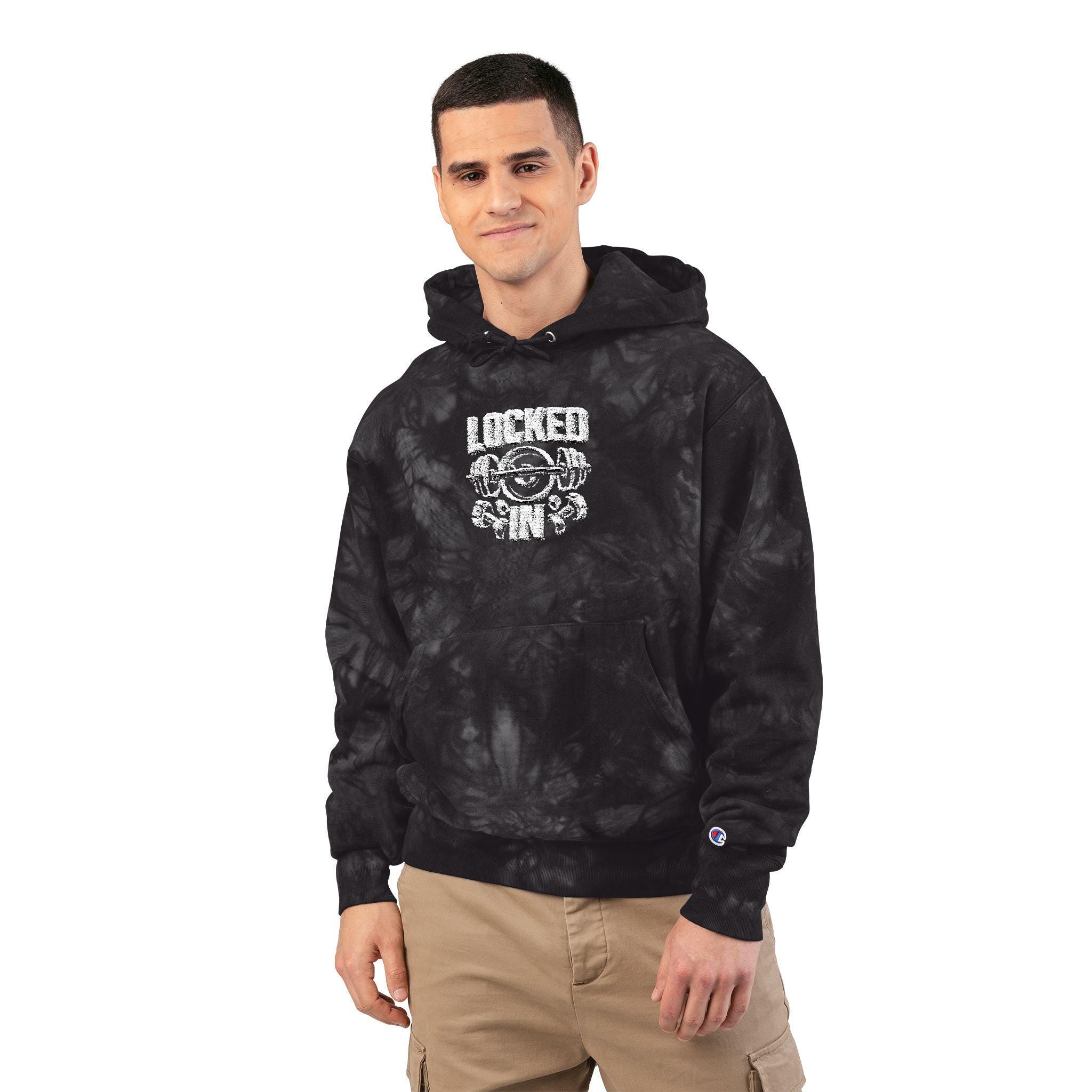 LOCKED IN - Hoodie | Tie-dye black grey
