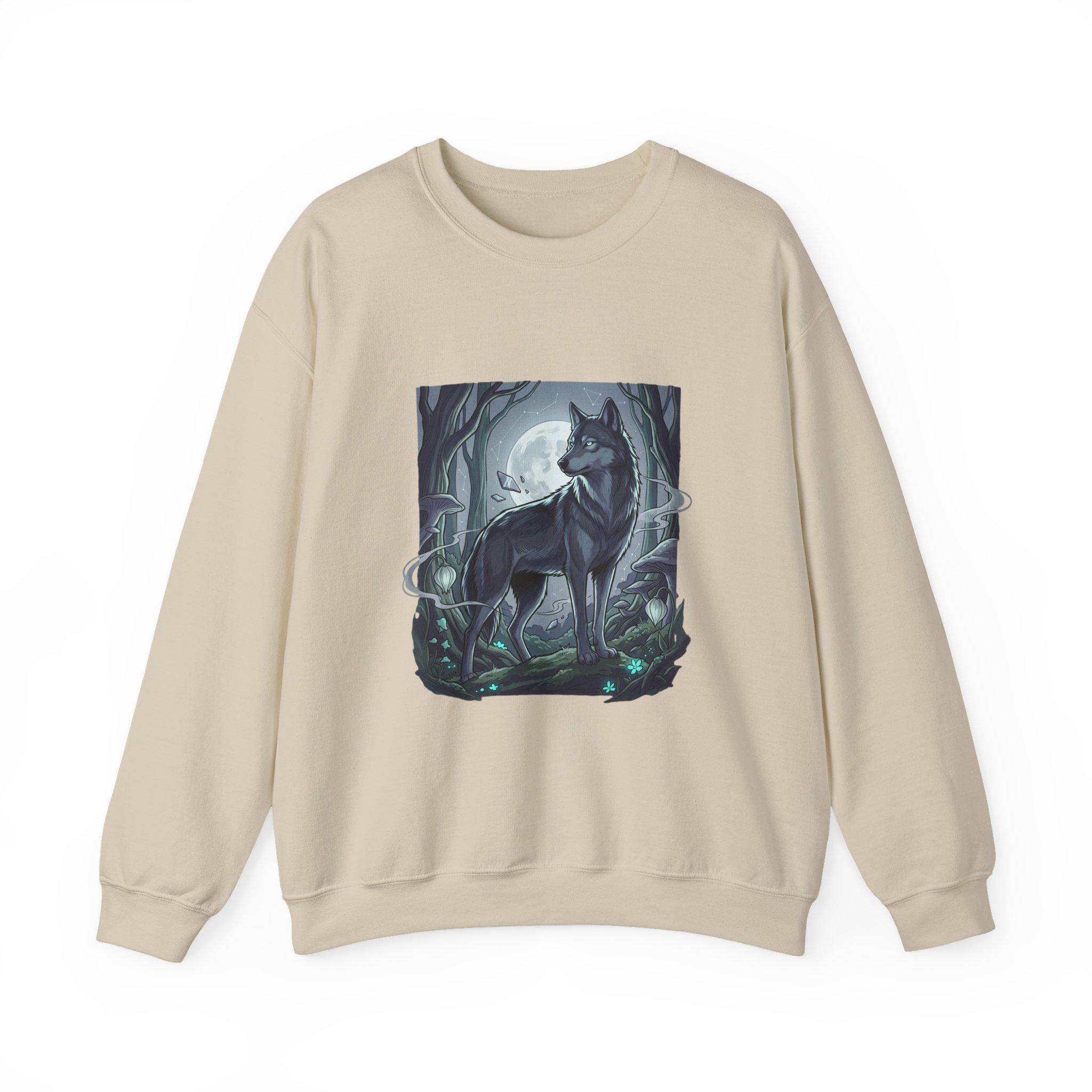 Moonlit Lone Wolf Sweatshirt | Woodland Night Illustration