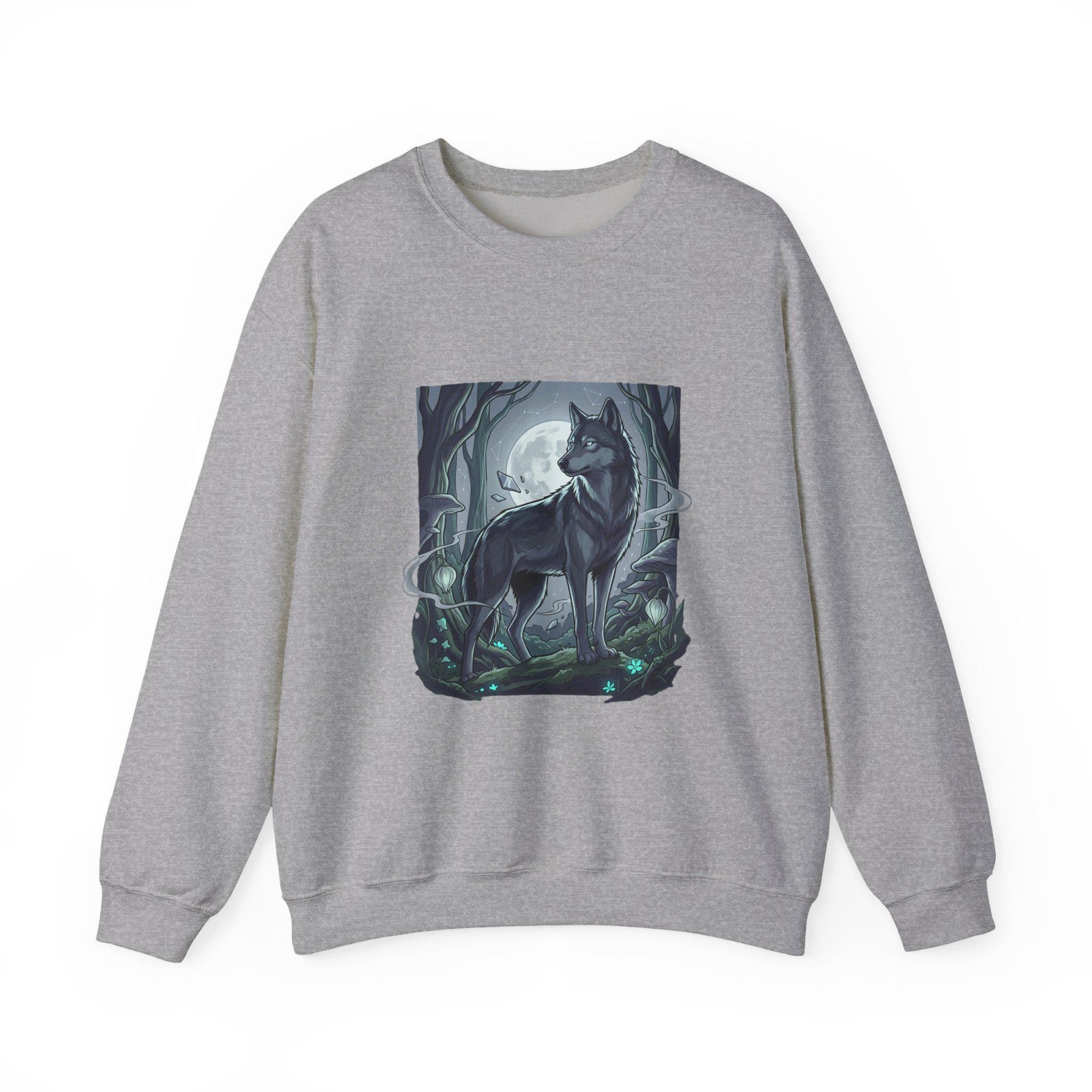 Moonlit Lone Wolf Sweatshirt | Woodland Night Illustration