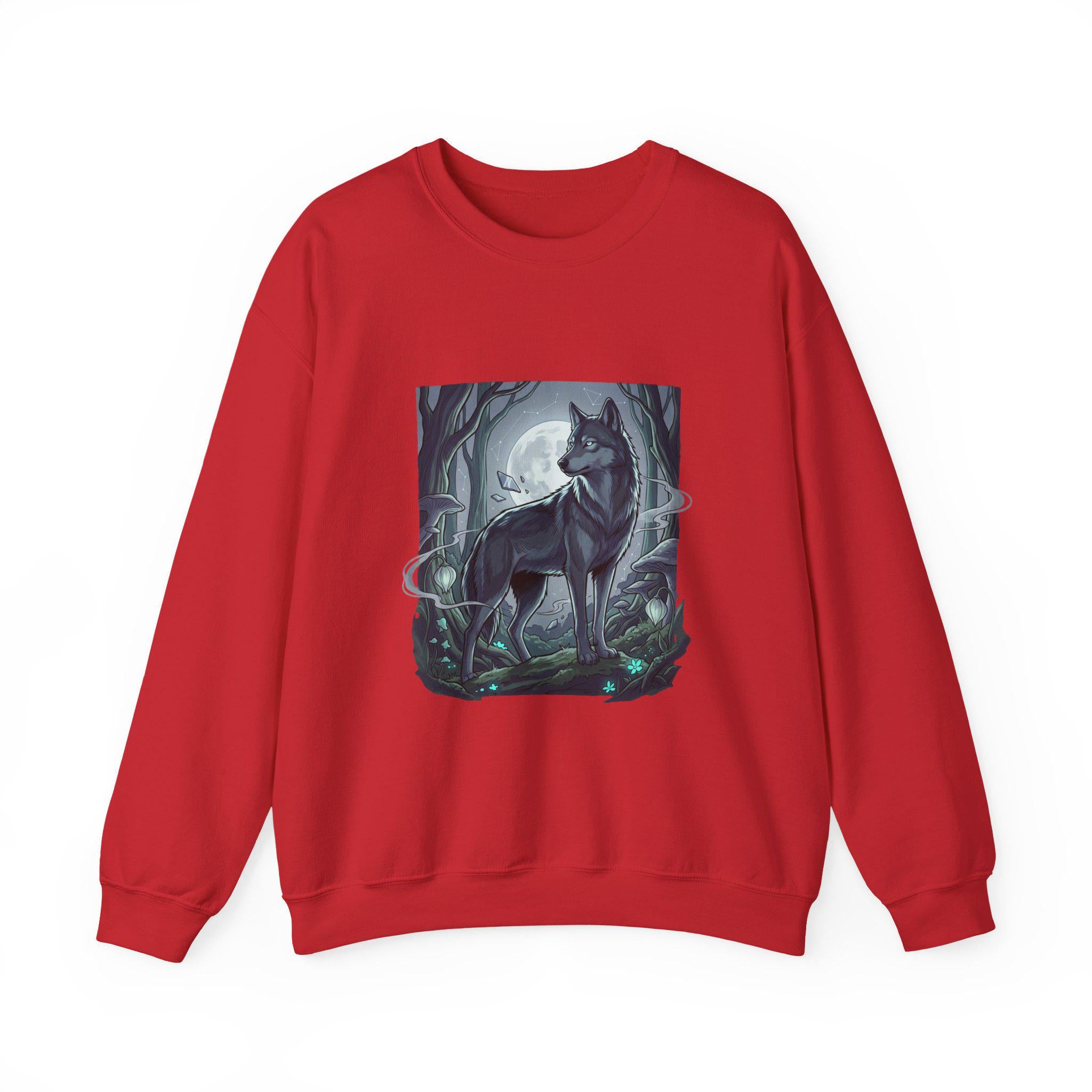 Moonlit Lone Wolf Sweatshirt | Woodland Night Illustration