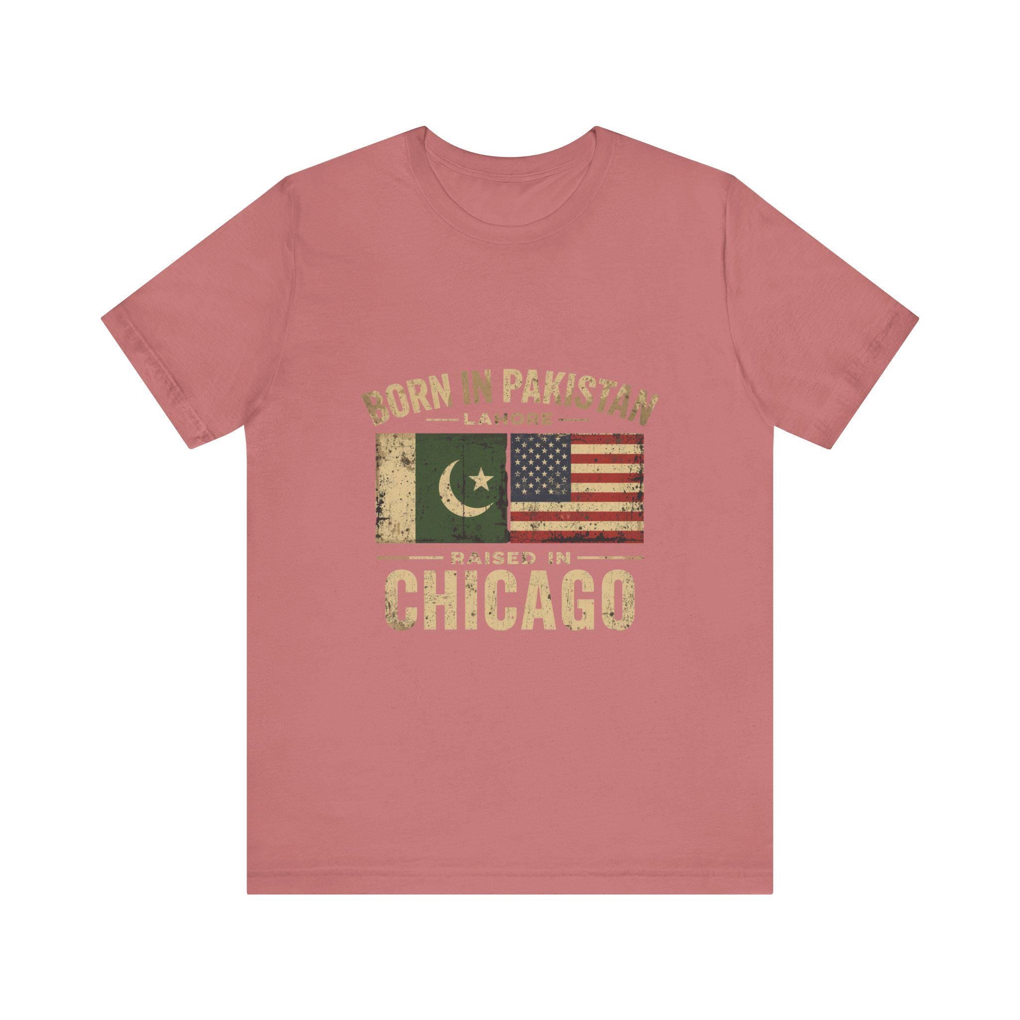 Born in Pakistan Raised in Chicago T-Shirt | Pakistan USA Flag Tee