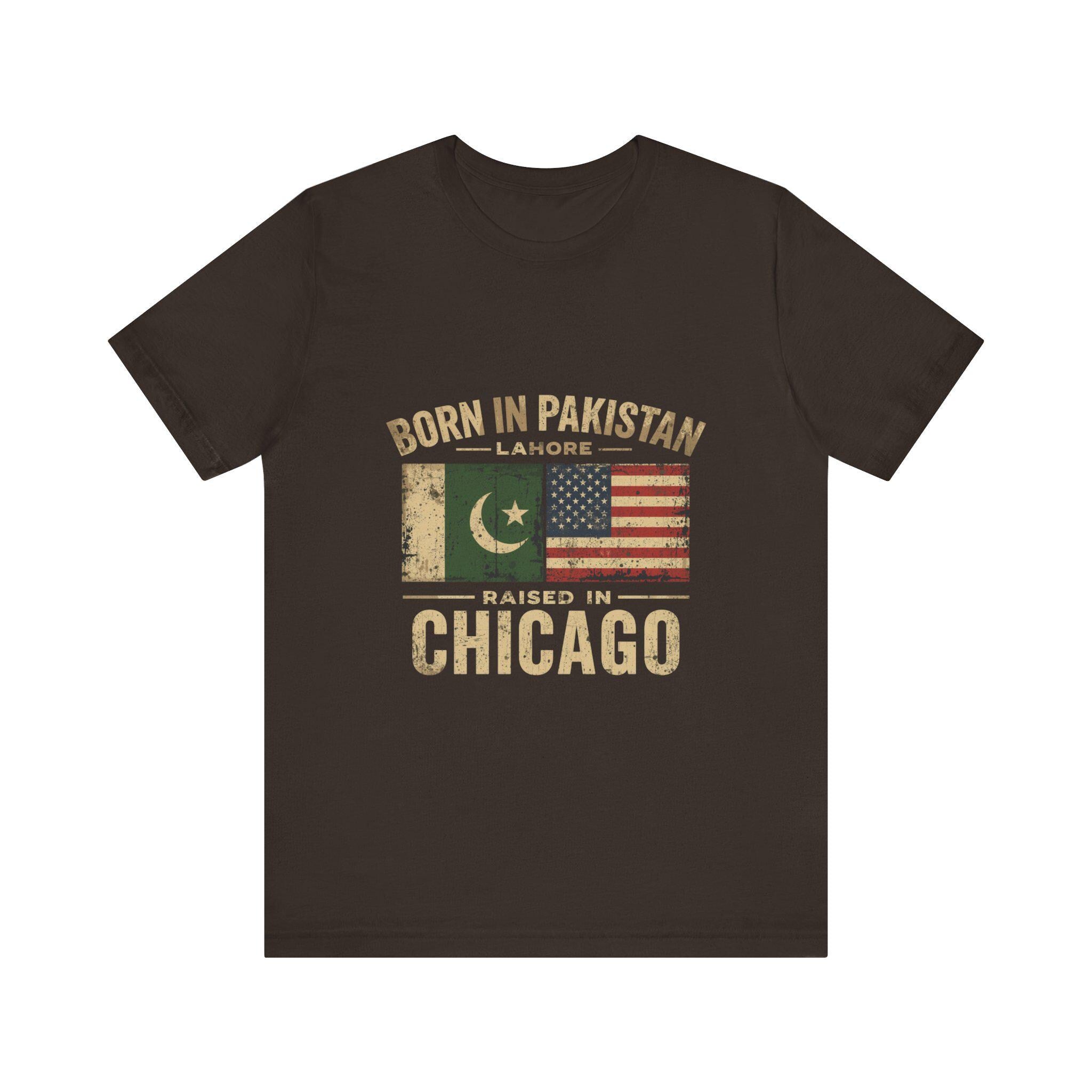 Born in Pakistan Raised in Chicago T-Shirt | Pakistan USA Flag Tee