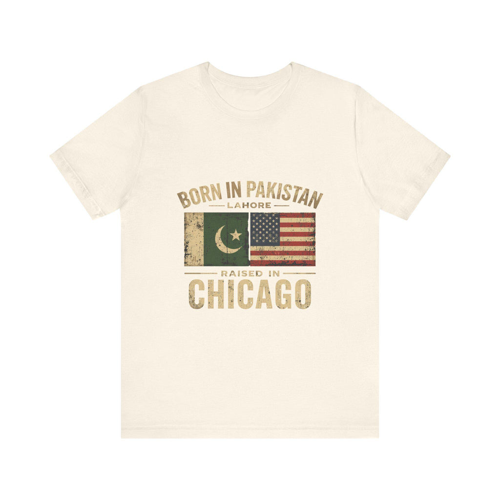 Born in Pakistan Raised in Chicago T-Shirt | Pakistan USA Flag Tee
