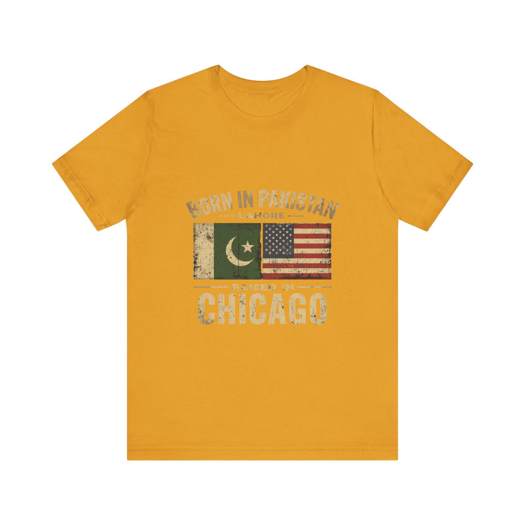 Born in Pakistan Raised in Chicago T-Shirt | Pakistan USA Flag Tee