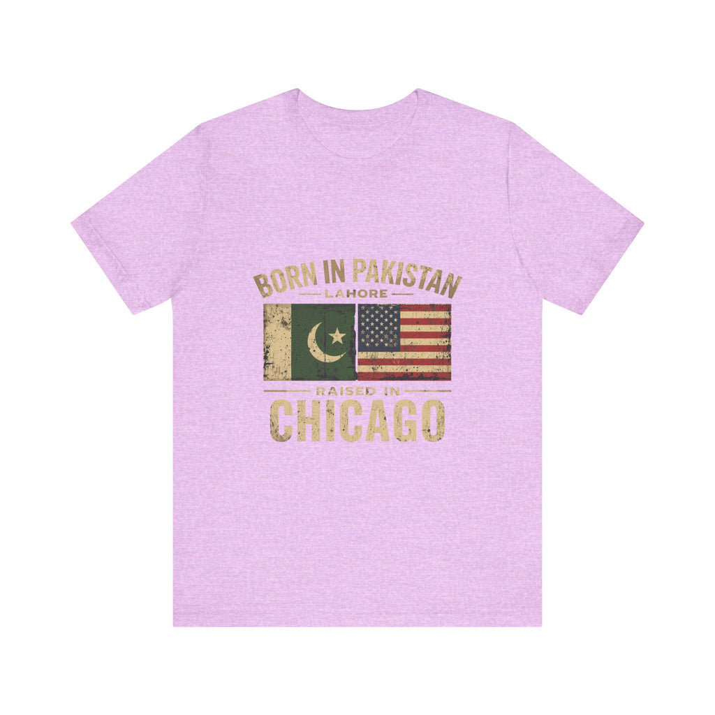 Born in Pakistan Raised in Chicago T-Shirt | Pakistan USA Flag Tee