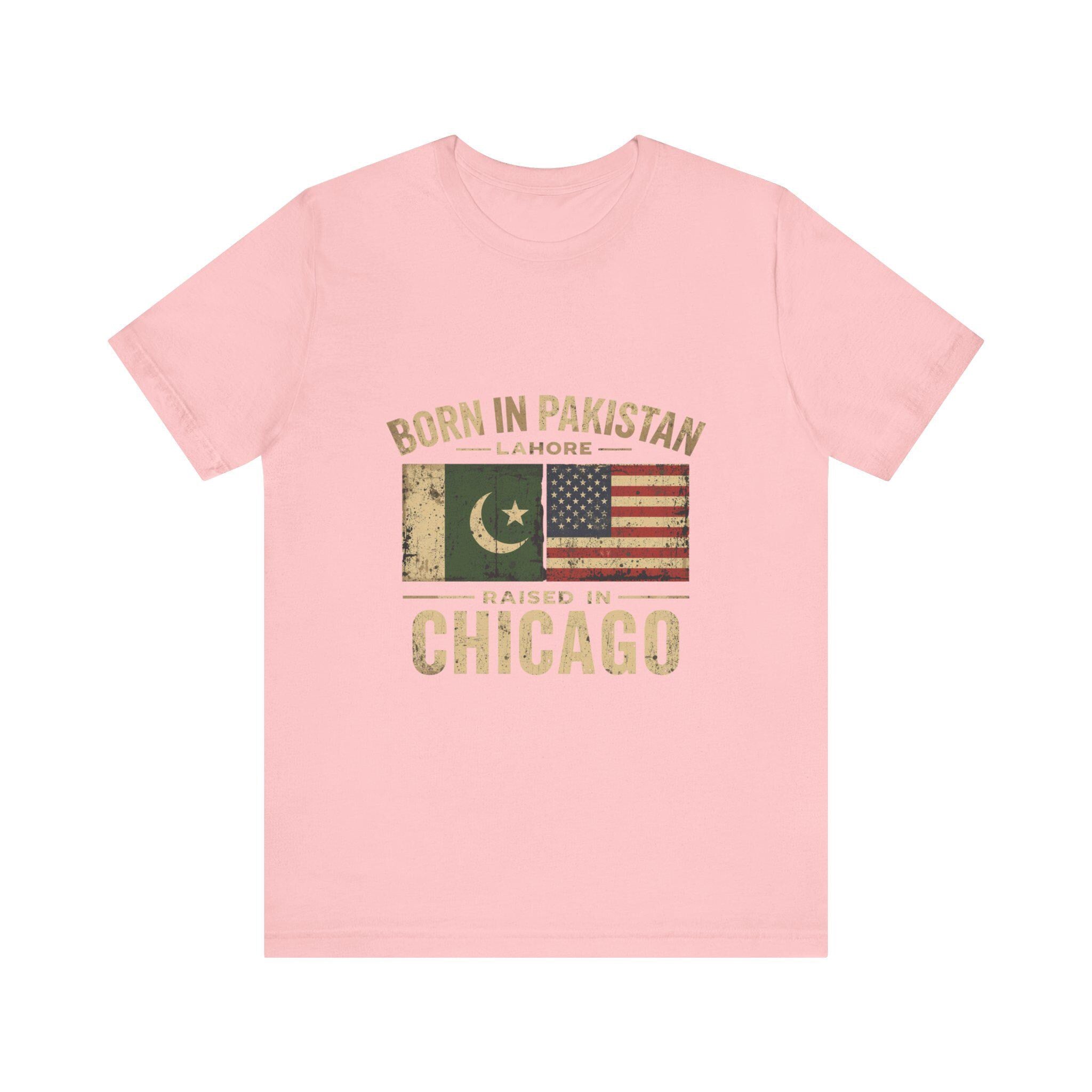 Born in Pakistan Raised in Chicago T-Shirt | Pakistan USA Flag Tee