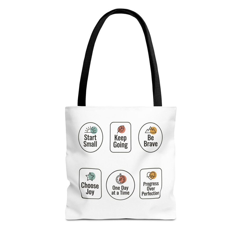 Motivational Icon Affirmations Tote Bag | Start Small Keep Going Be Brave