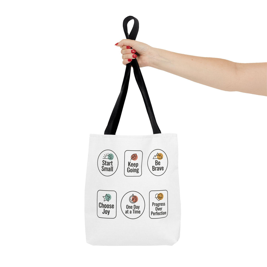 Motivational Icon Affirmations Tote Bag | Start Small Keep Going Be Brave