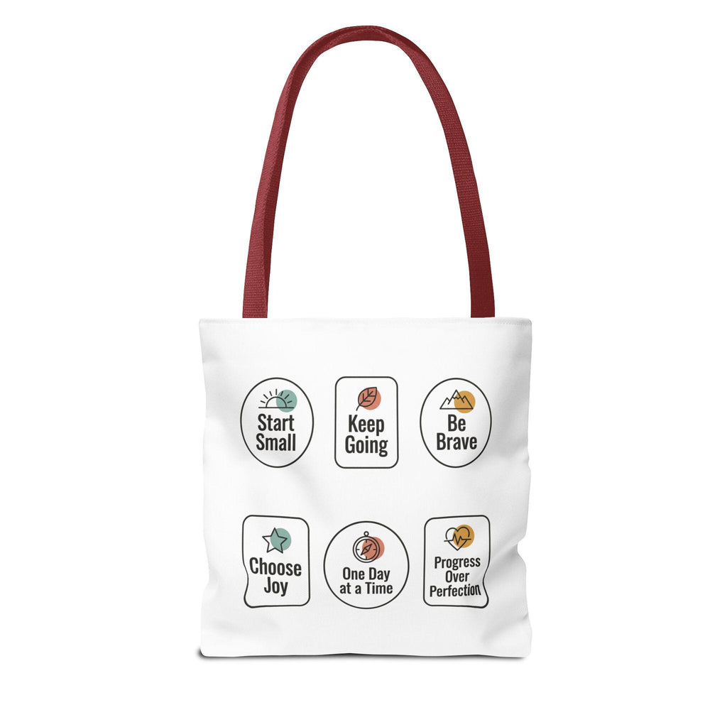 Motivational Icon Affirmations Tote Bag | Start Small Keep Going Be Brave