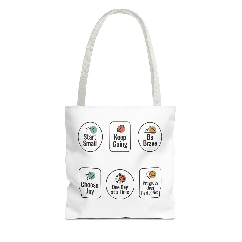 Motivational Icon Affirmations Tote Bag | Start Small Keep Going Be Brave