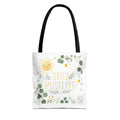 Stay Positive Tote Bag | Sunshine Floral Illustration