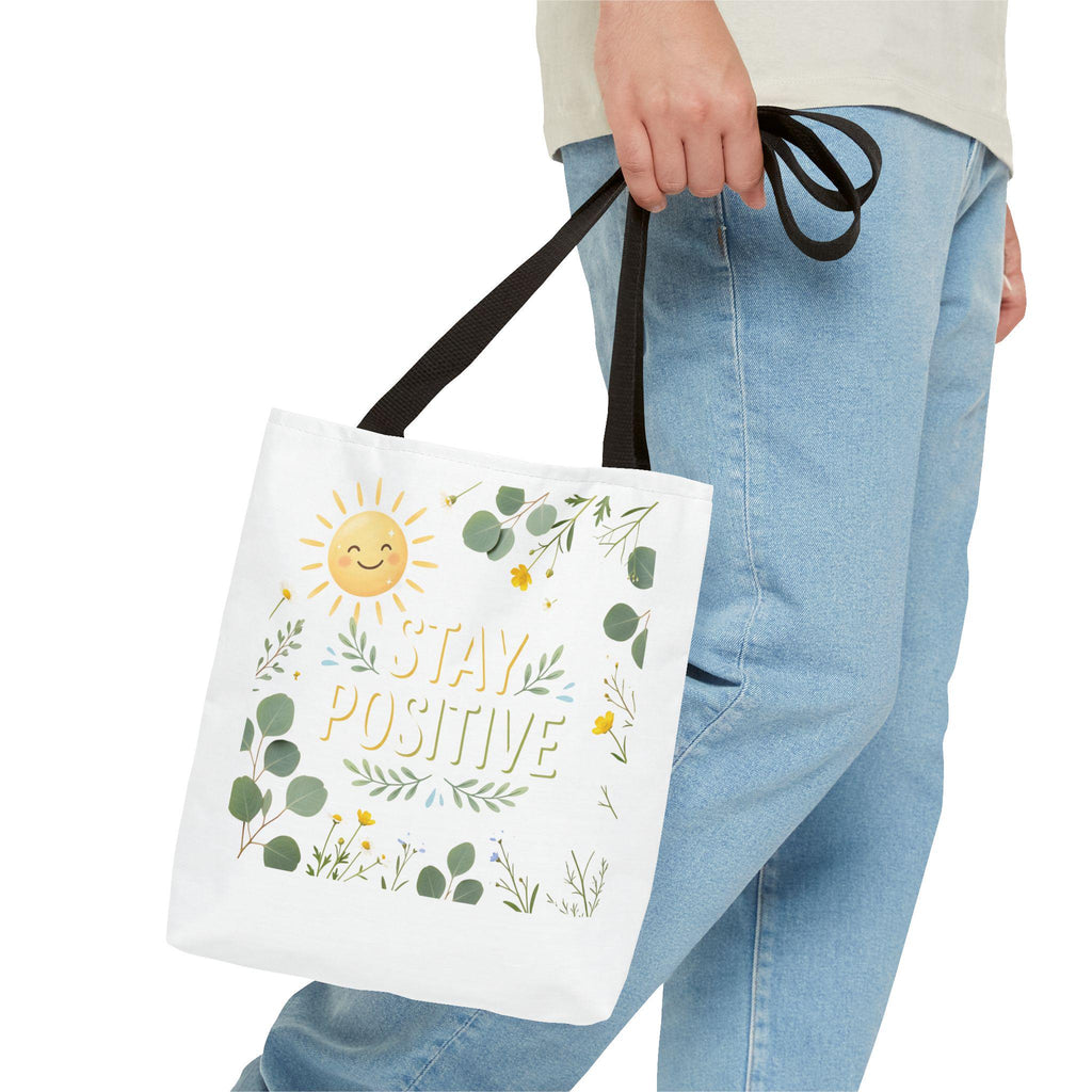 Stay Positive Tote Bag | Sunshine Floral Illustration