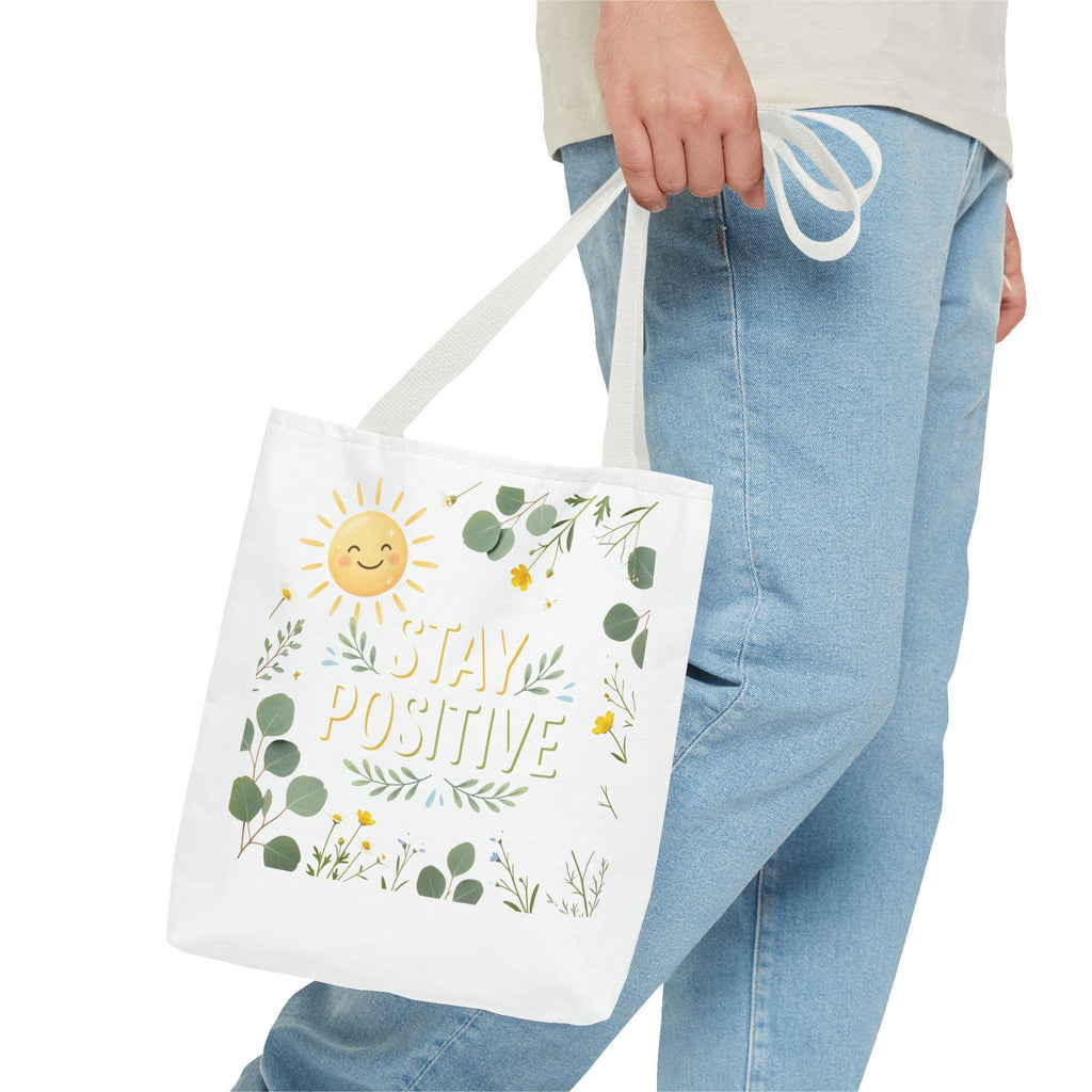Stay Positive Tote Bag | Sunshine Floral Illustration
