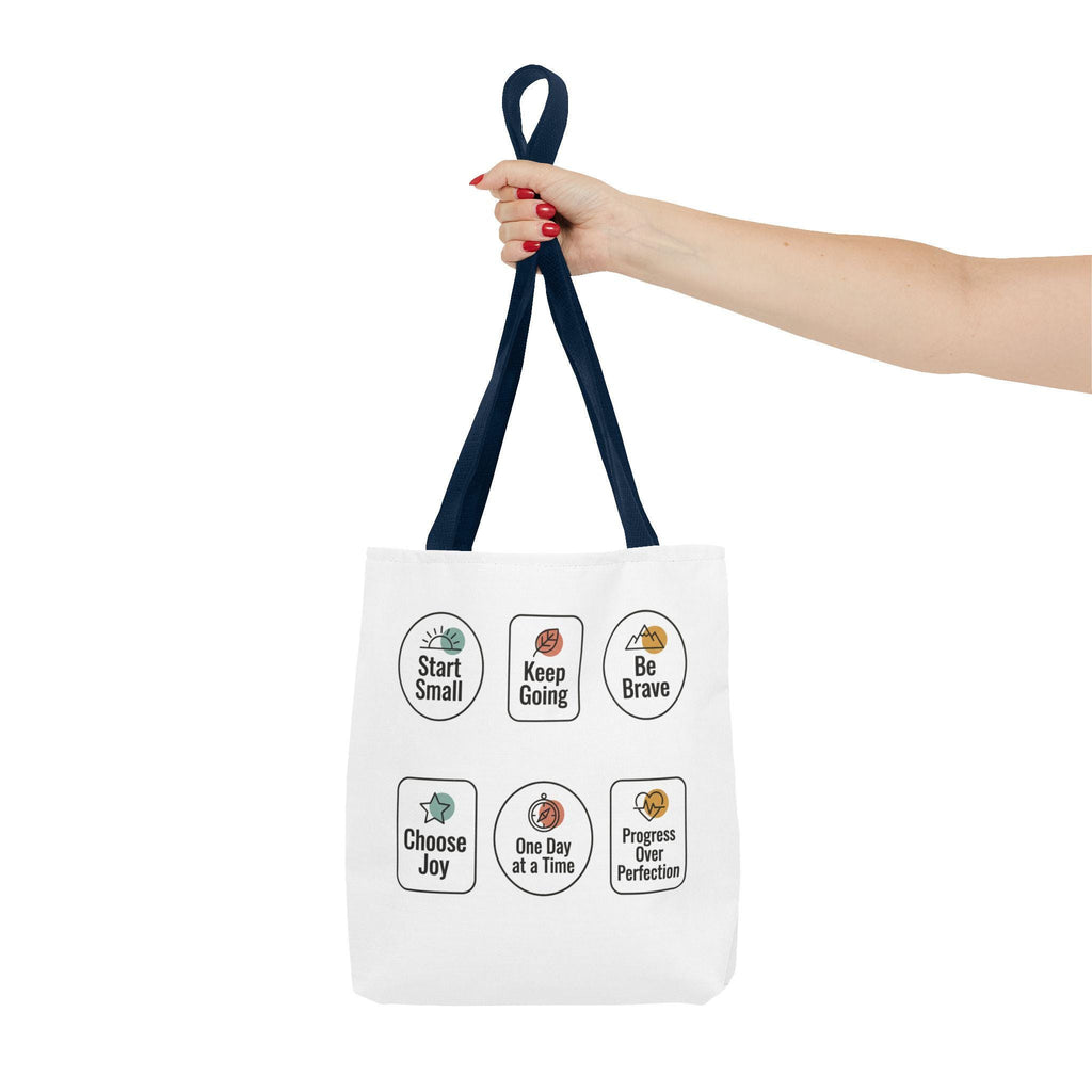 Motivational Icon Affirmations Tote Bag | Start Small Keep Going Be Brave