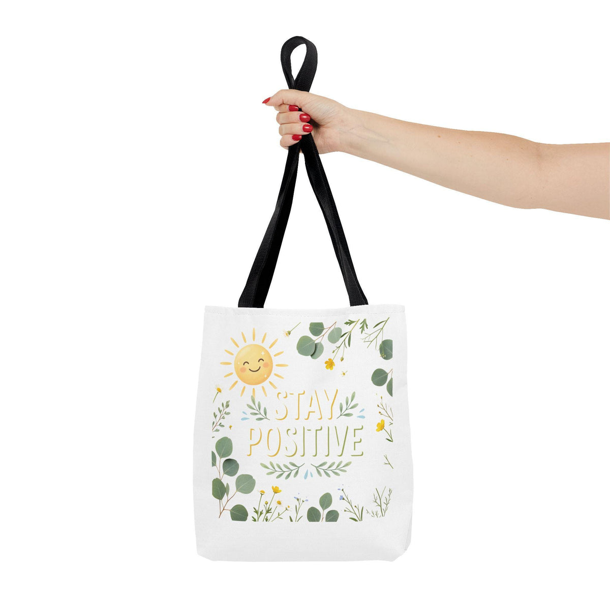 Stay Positive Tote Bag | Sunshine Floral Illustration