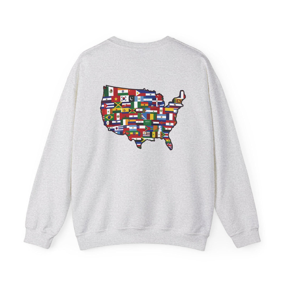 America Runs on Immigrants Sweatshirt | USA Map Filled with World Flags