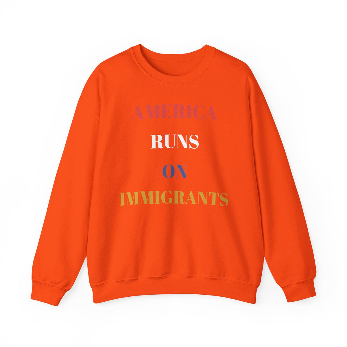 America Runs on Immigrants Sweatshirt | USA Map Filled with World Flags