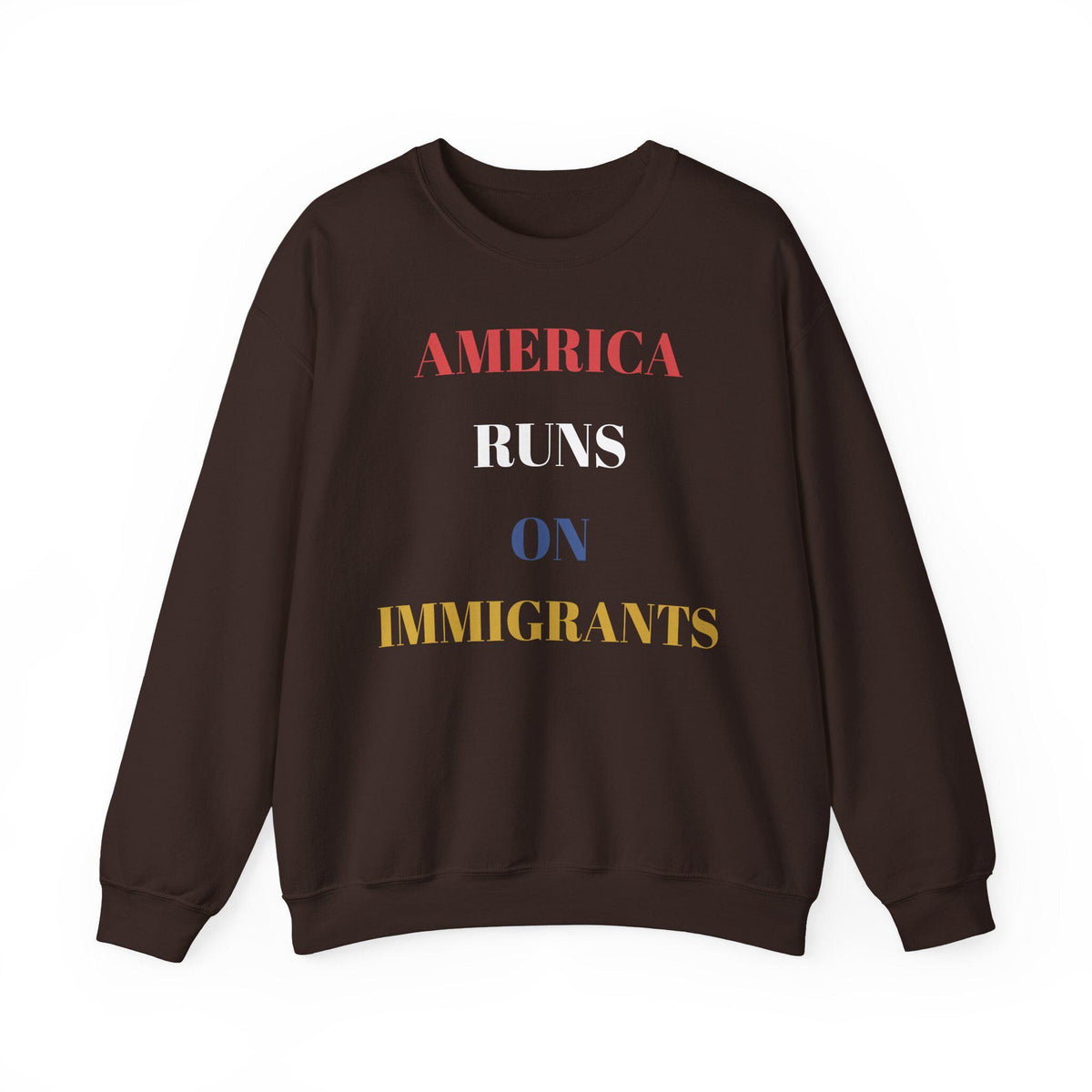 America Runs on Immigrants Sweatshirt | USA Map Filled with World Flags