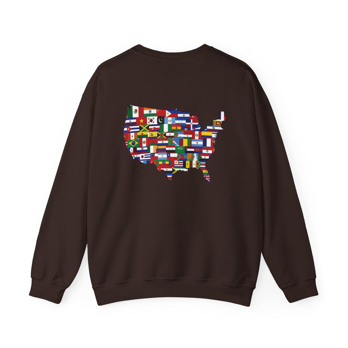 America Runs on Immigrants Sweatshirt | USA Map Filled with World Flags