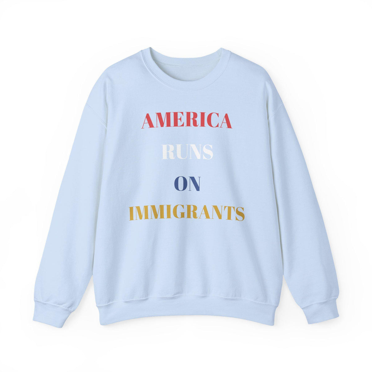 America Runs on Immigrants Sweatshirt | USA Map Filled with World Flags