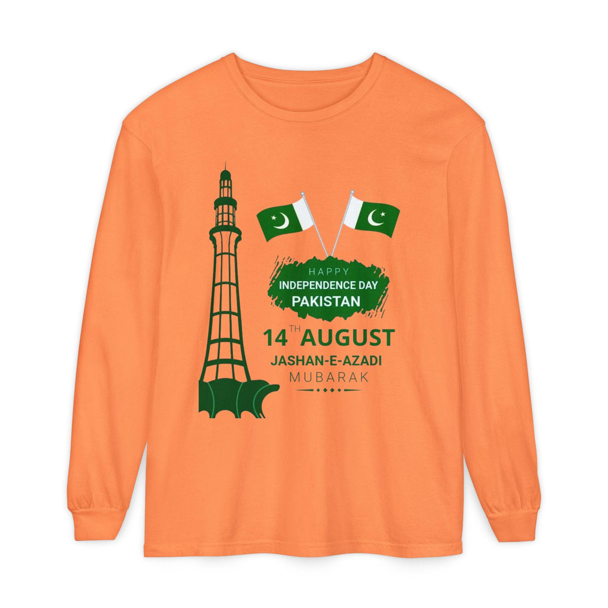 Pakistan Independence Day 14 August T-Shirt | Pakistani Flag Minar-e-Pakistan Long Sleeve
