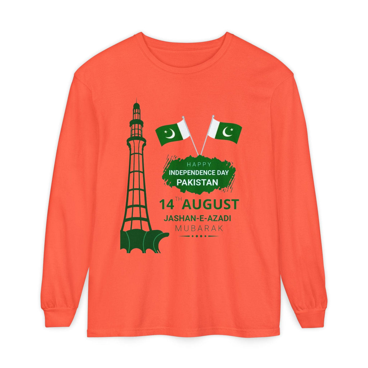 Pakistan Independence Day 14 August T-Shirt | Pakistani Flag Minar-e-Pakistan Long Sleeve