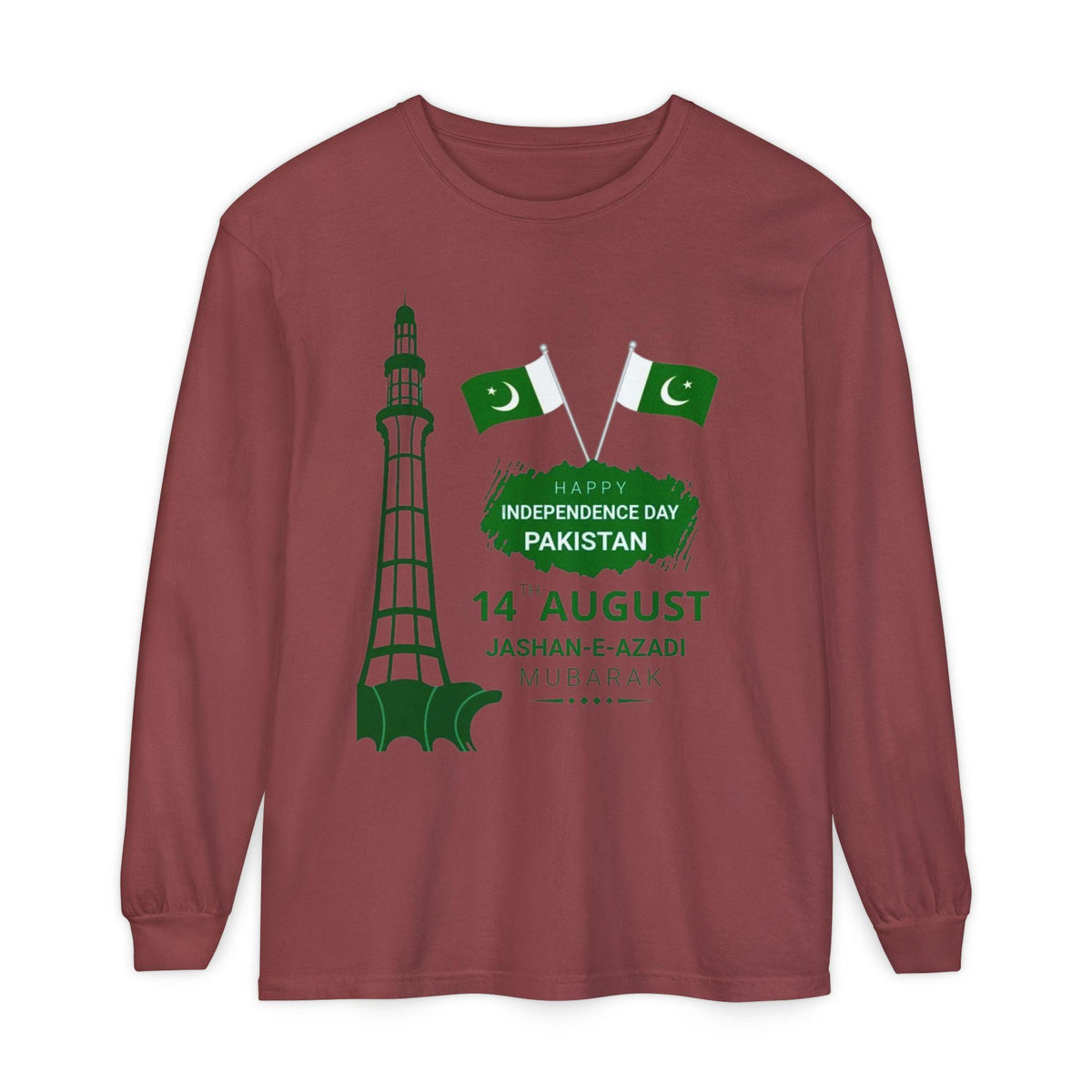 Pakistan Independence Day 14 August T-Shirt | Pakistani Flag Minar-e-Pakistan Long Sleeve