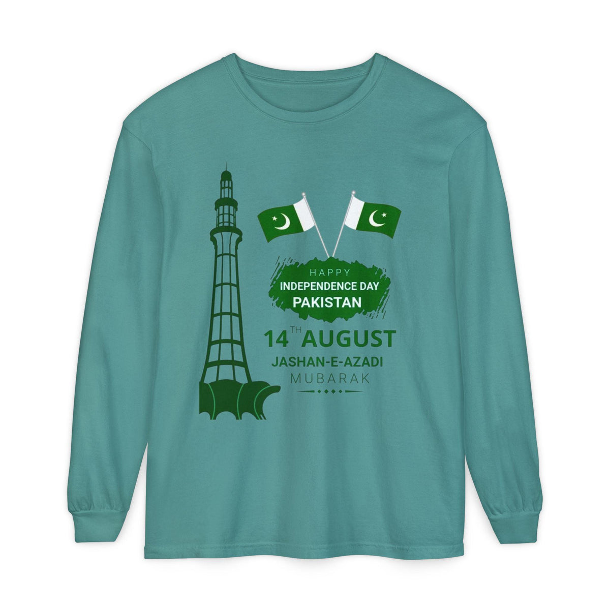 Pakistan Independence Day 14 August T-Shirt | Pakistani Flag Minar-e-Pakistan Long Sleeve
