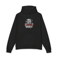 We Live in a Messed Up Society hoodie | distressed text, skull graphic