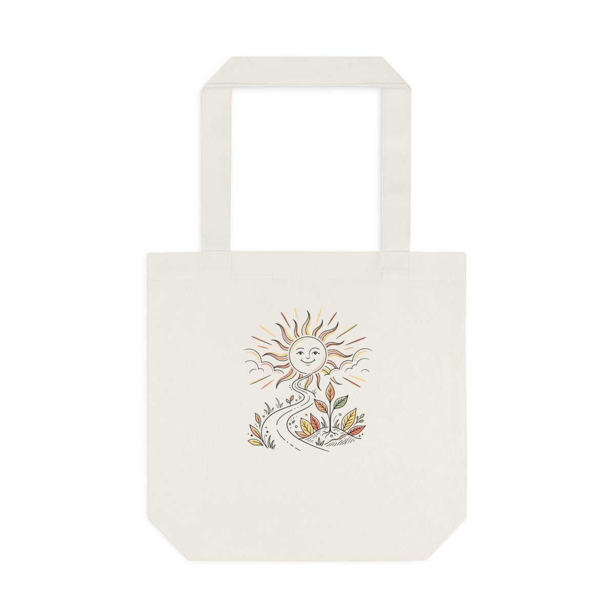 Smiling Sun Botanical Illustration Tote Bag | Earthy Floral Canvas