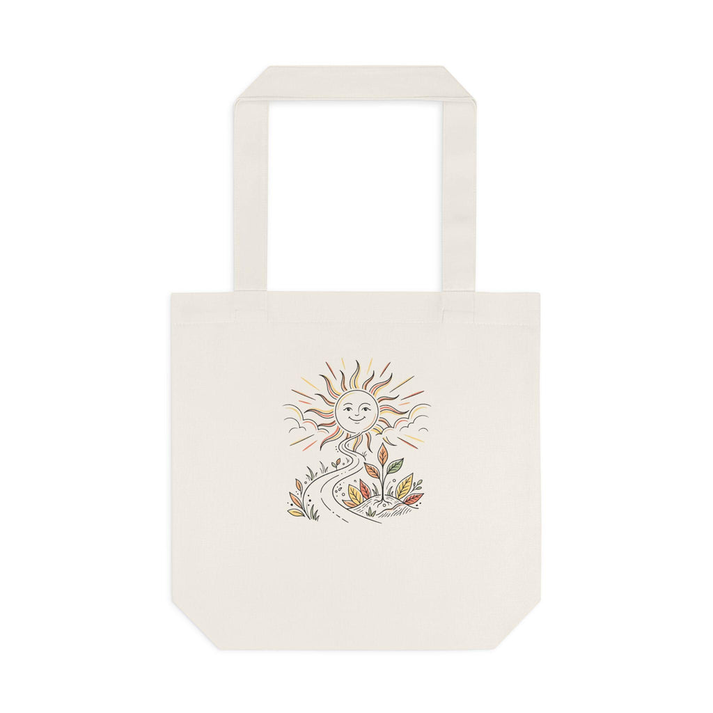 Smiling Sun Botanical Illustration Tote Bag | Earthy Floral Canvas