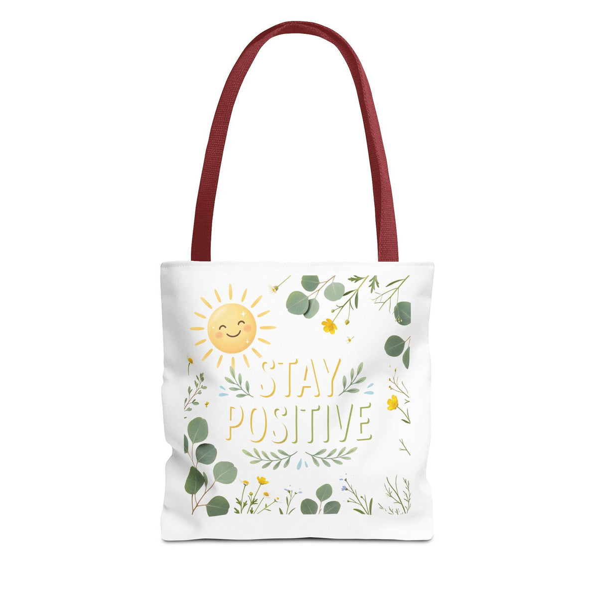 Stay Positive Tote Bag | Sunshine Floral Illustration