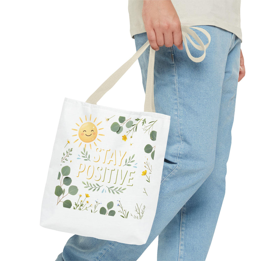 Stay Positive Tote Bag | Sunshine Floral Illustration