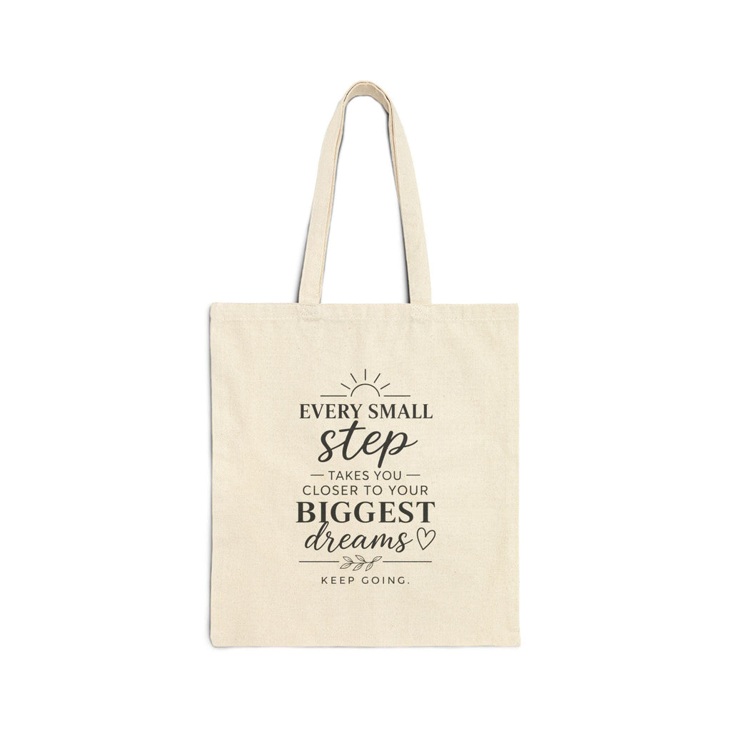 Every Small Step inspirational quote Tote Bag | canvas motivational grocery tote
