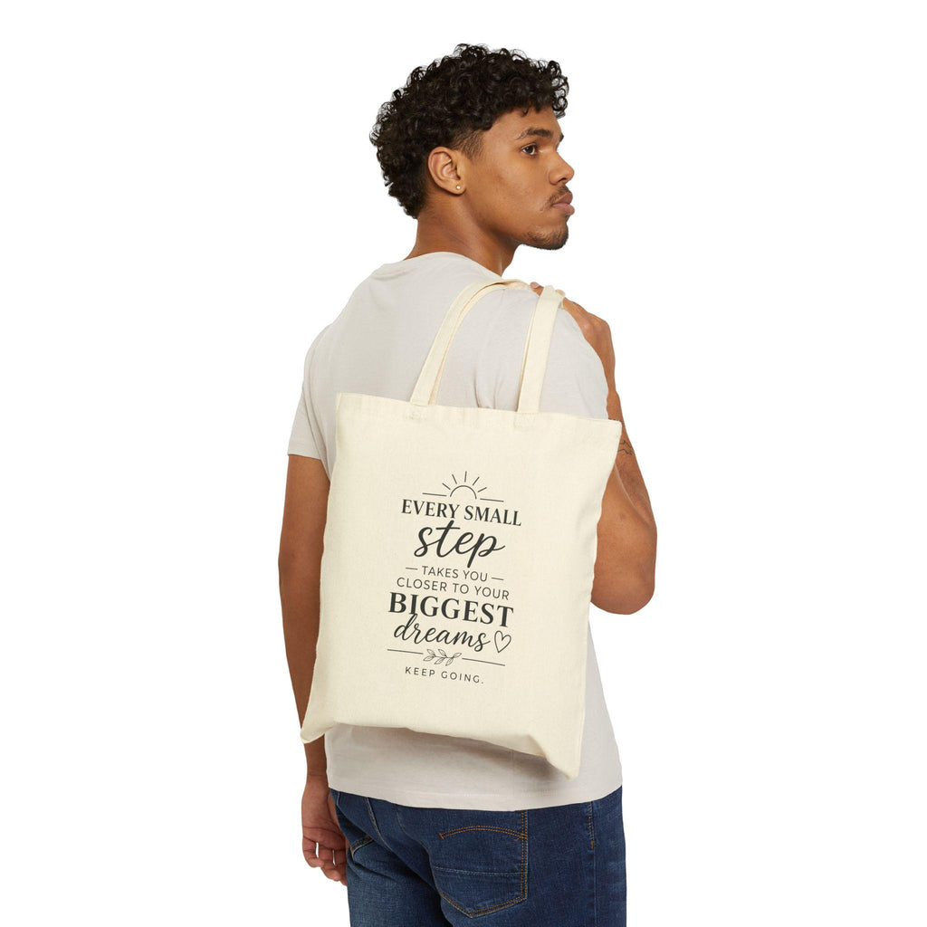Every Small Step inspirational quote Tote Bag | canvas motivational grocery tote