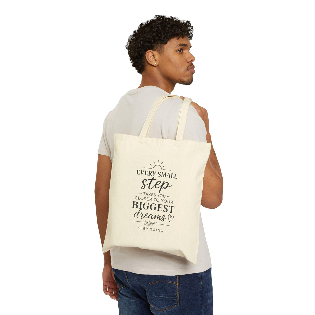 Every Small Step inspirational quote Tote Bag | canvas motivational grocery tote