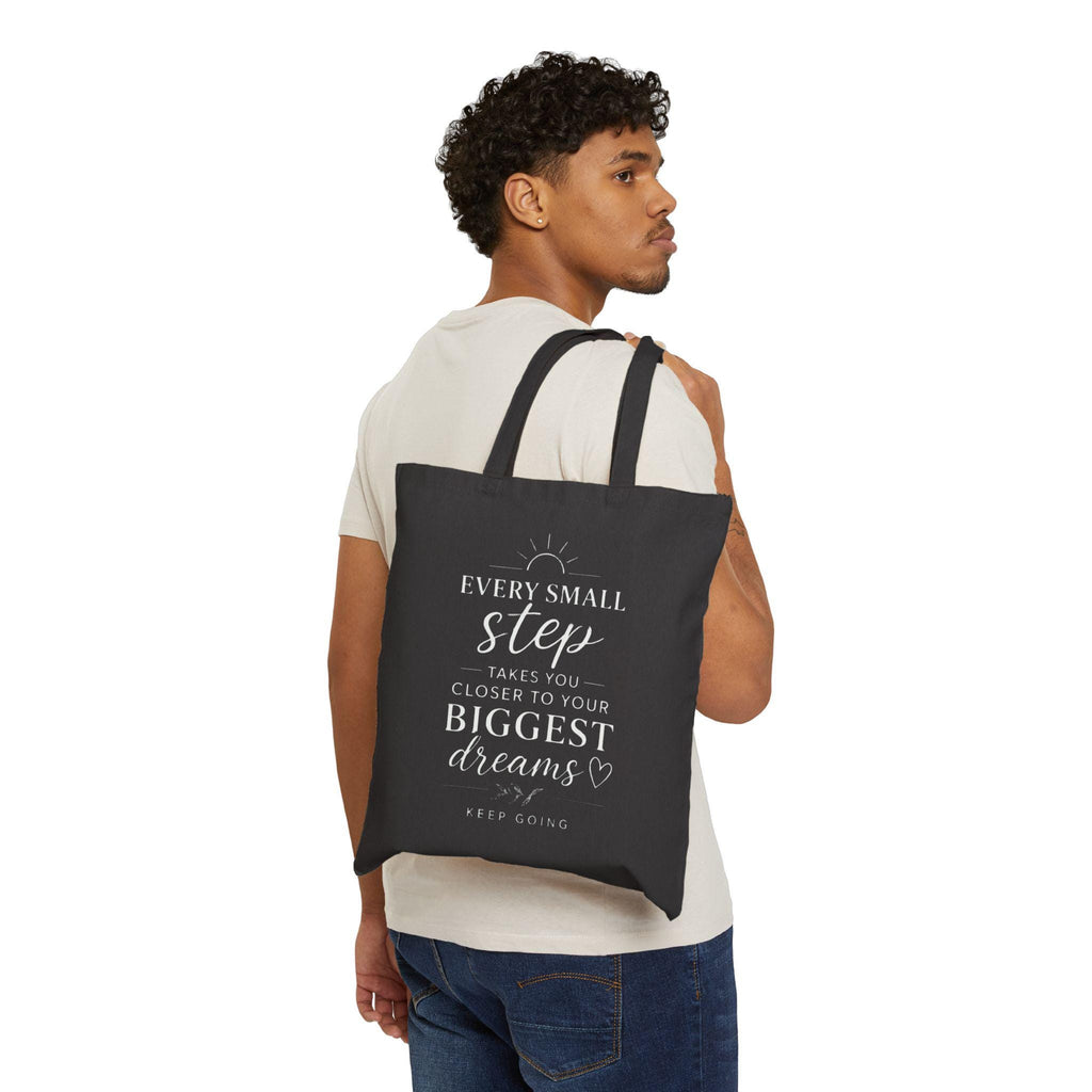 Every Small Step inspirational quote Tote Bag | canvas motivational grocery tote