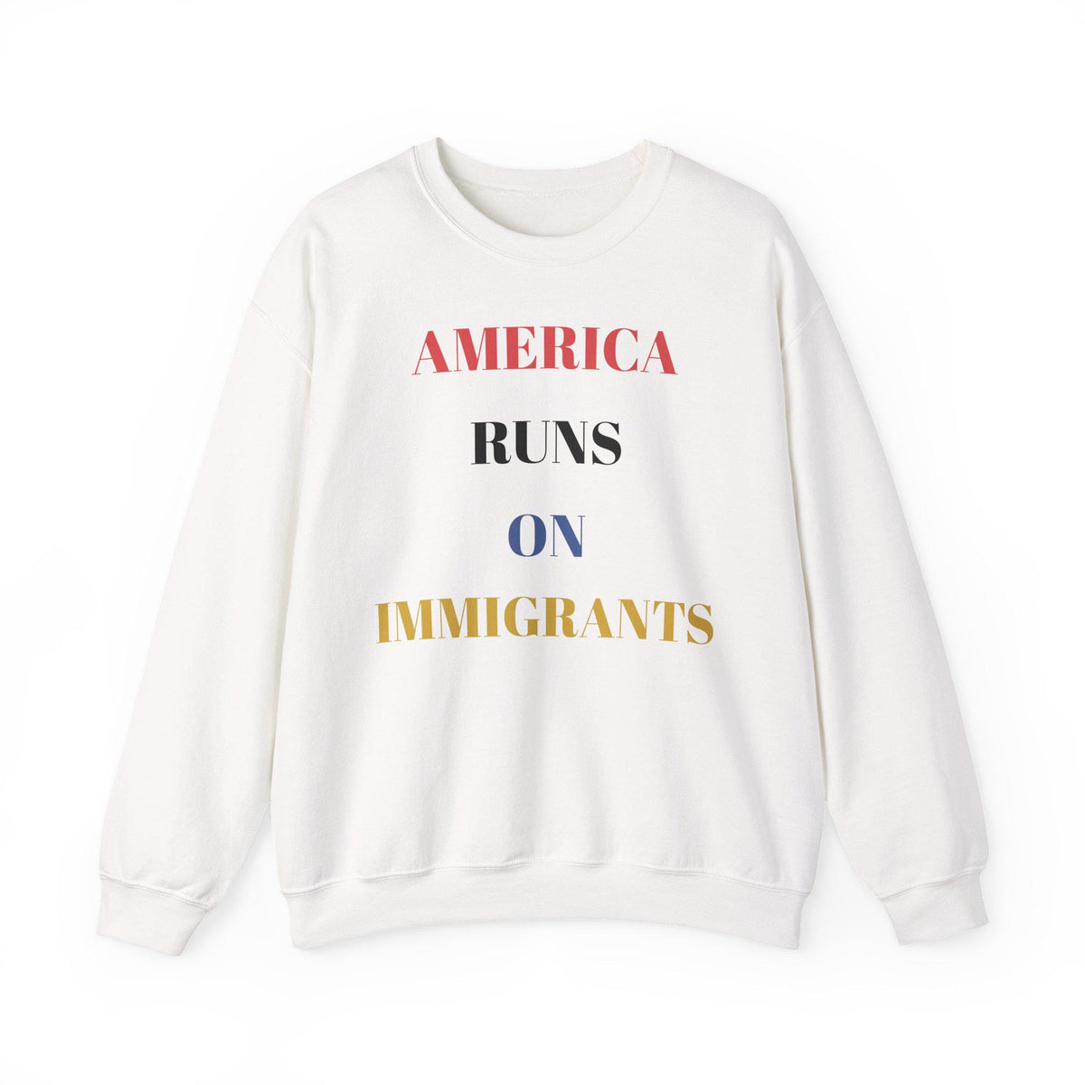 America Runs on Immigrants Sweatshirt | USA Map Filled with World Flags