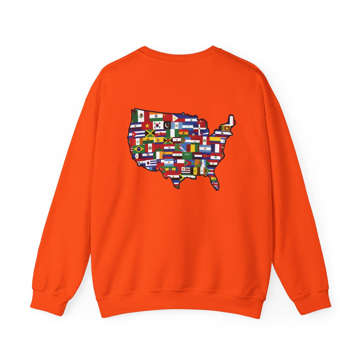 America Runs on Immigrants Sweatshirt | USA Map Filled with World Flags