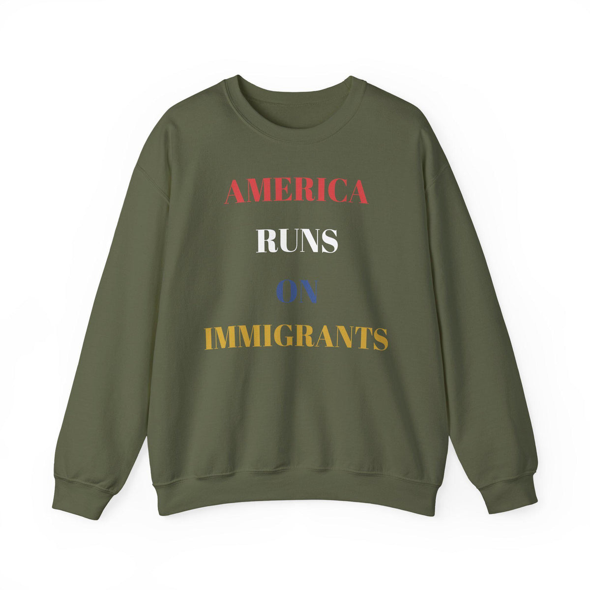America Runs on Immigrants Sweatshirt | USA Map Filled with World Flags